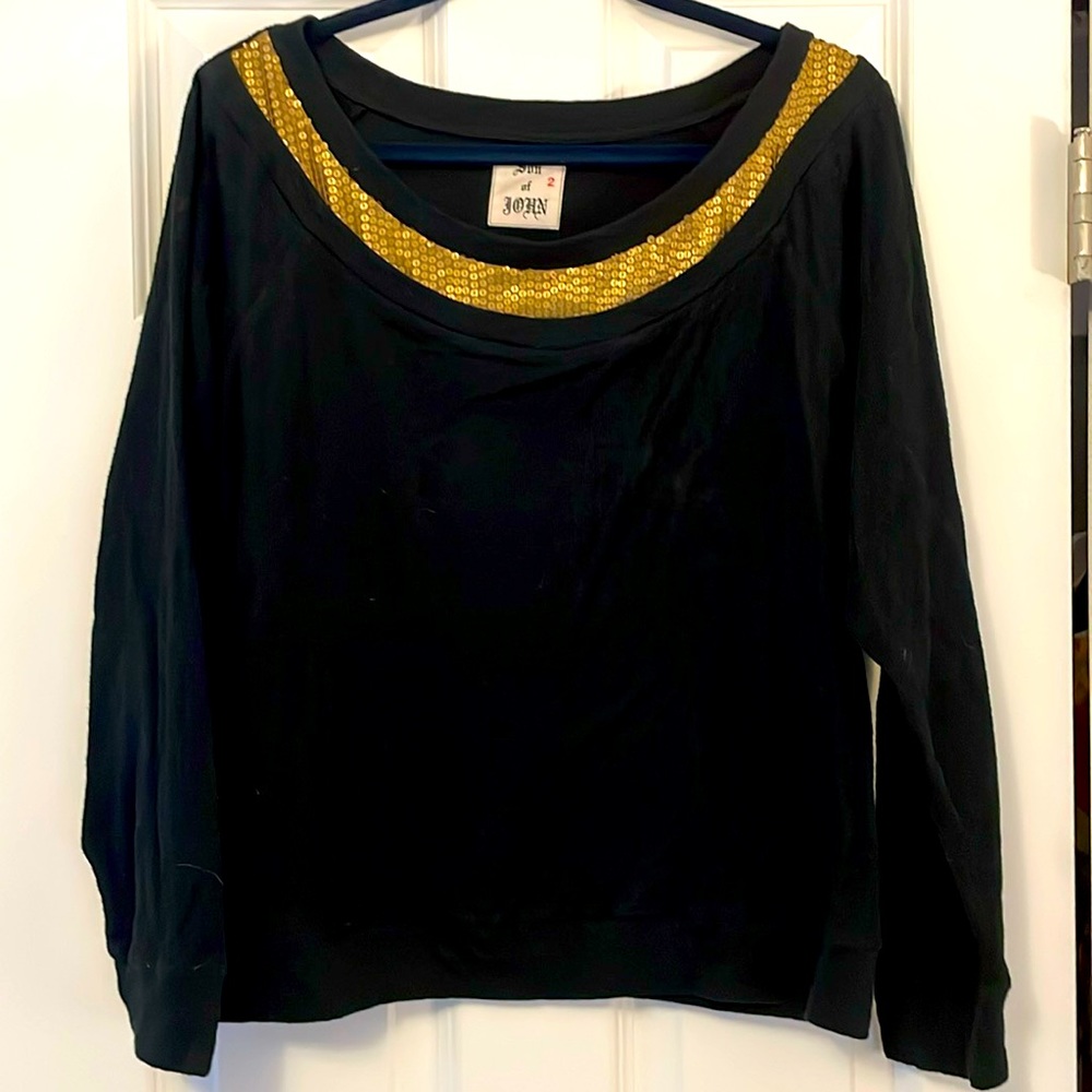 Son of John black sweater with gold sequins